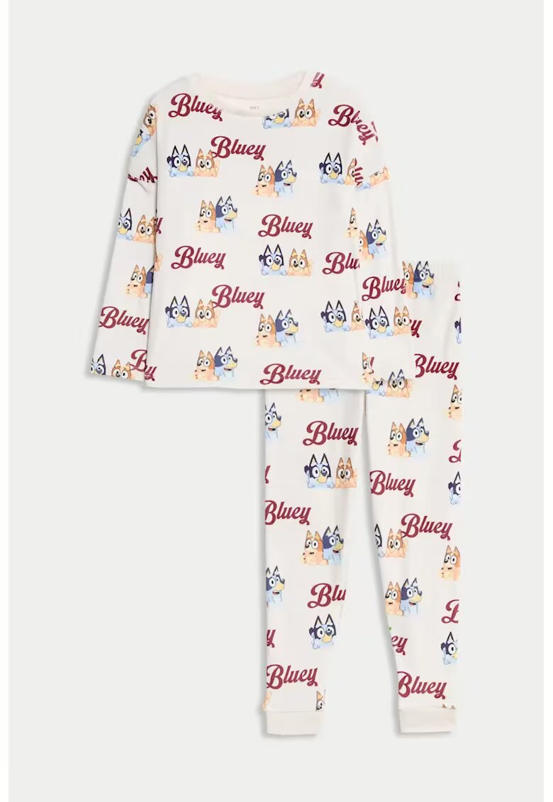 Marks & Spencer Pijama lunga cu Bluey - Visiniu/Alb fildes