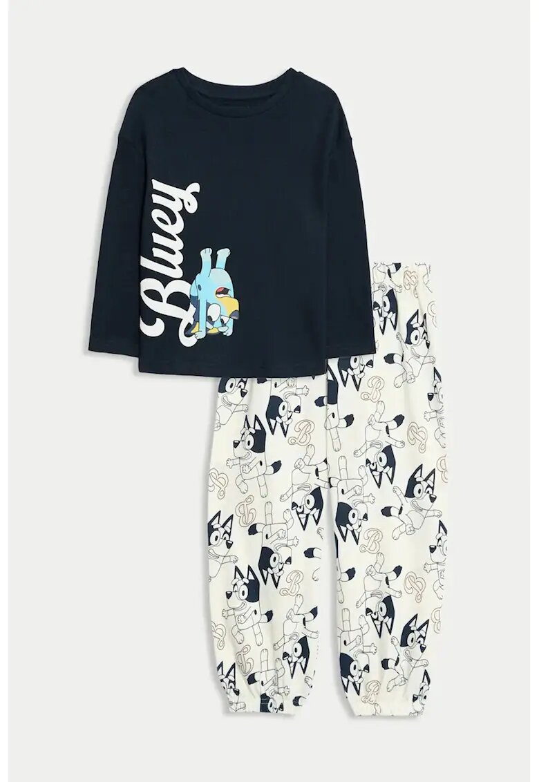 Marks & Spencer Pijama lunga cu model Bluey - Alb/Bleumarin