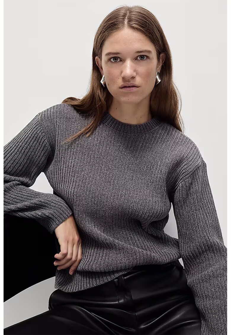 Marks  Spencer Pulover cu striatii si decolteu la baza gatului - Gri melange
