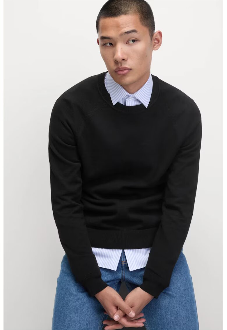 Marks  Spencer Pulover din bumbac cu maneci raglan - Negru