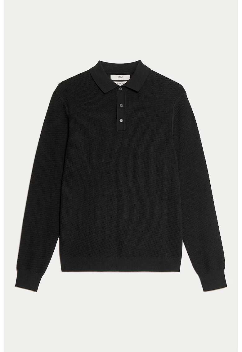 Marks  Spencer Pulover polo din amestec de bumbac - Negru