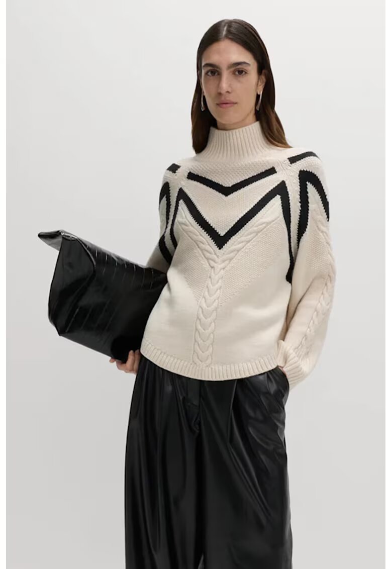 Marks & Spencer Pulover relaxed-fit din amestec de lana - Negru/Alb murdar