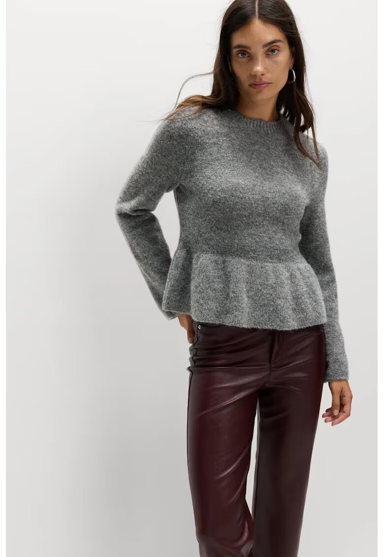 Marks & Spencer Pulover slim fit cu peplum - Gri melange
