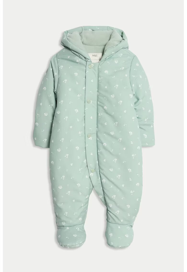 Marks & Spencer Salopeta cu model si botosei - Alb/Verde deschis