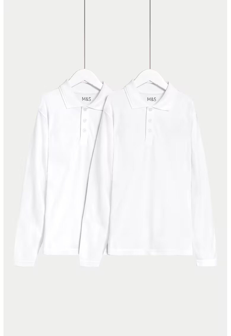 Marks & Spencer Set de bluze polo - 2 piese - Alb optic