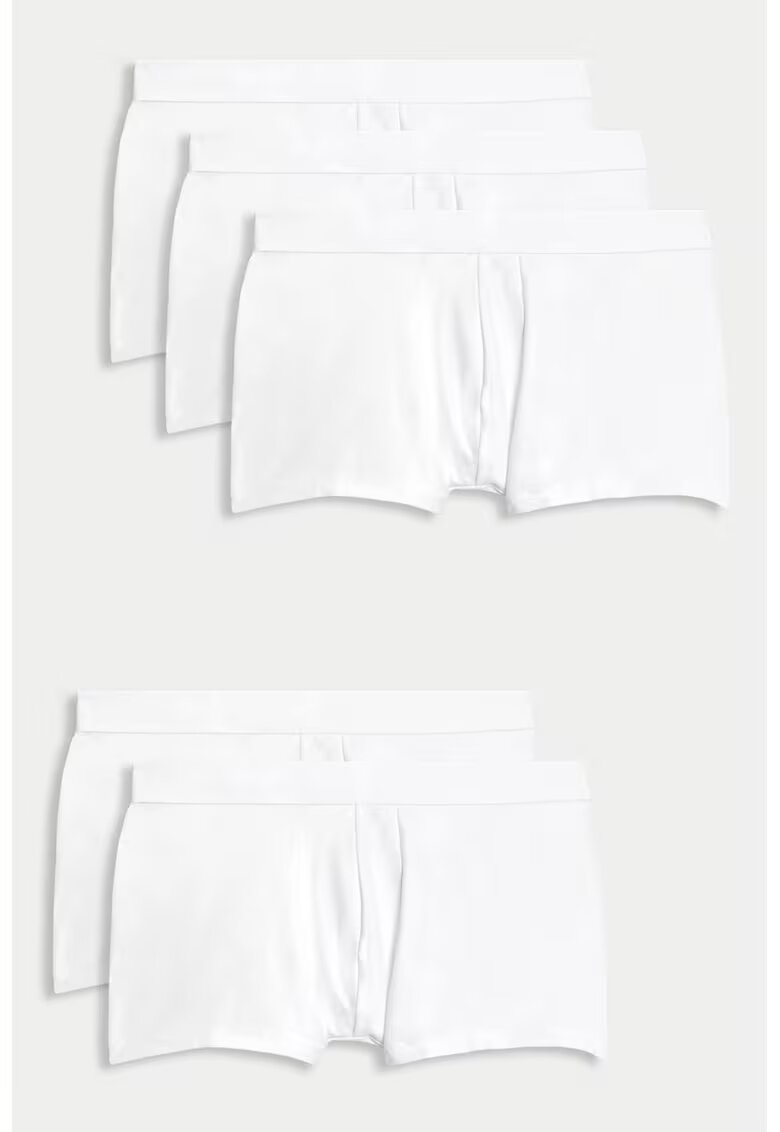 Marks  Spencer Set de boxeri cu talie elastica - 5 perechi - Alb optic