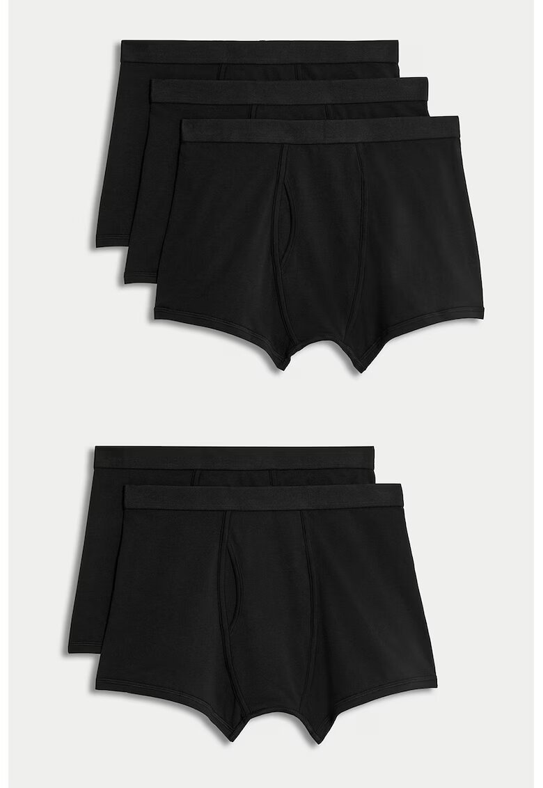 Marks  Spencer Set de boxeri din amestec de bumbac - 5 perechi - Negru