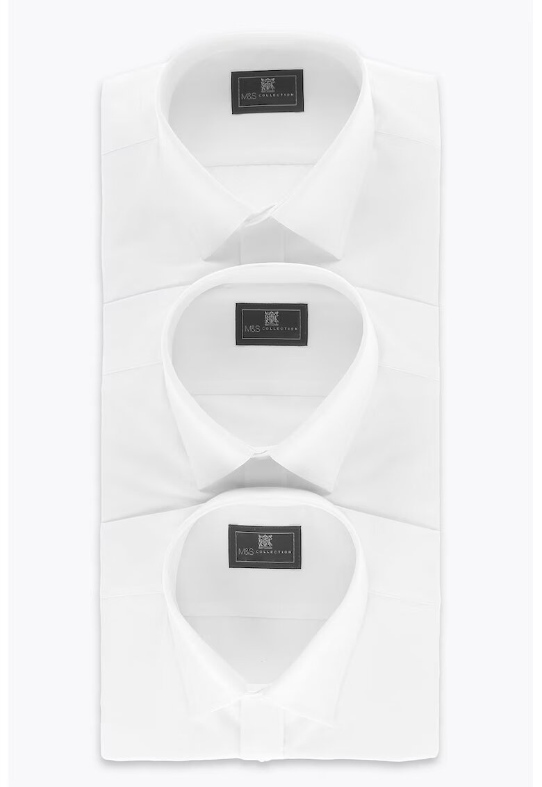 Marks  Spencer Set de camasi tailored fit- 3 piese - Alb