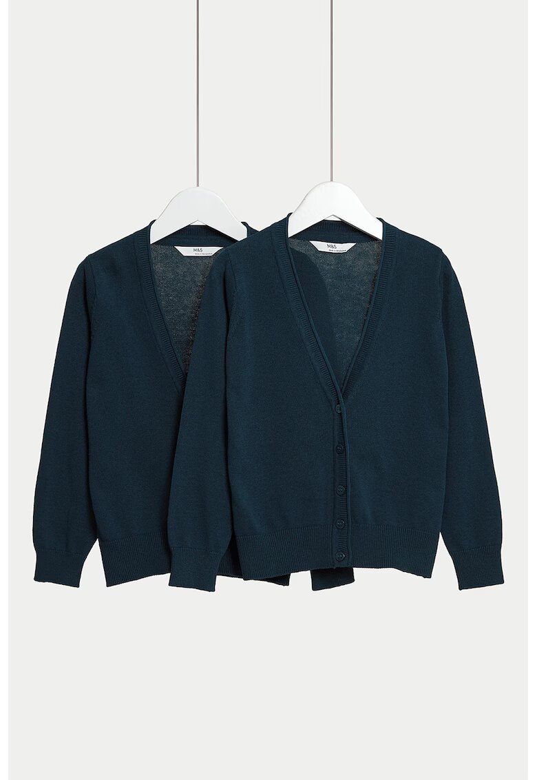 Marks  Spencer Set de cardigane tricotate fin - 2 piese - Albastru ultramarin