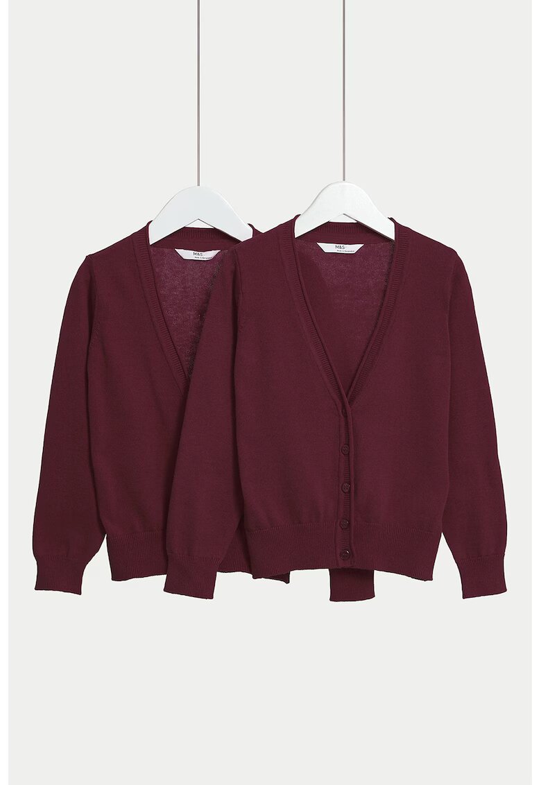 Marks  Spencer Set de cardigane tricotate fin - 2 piese - Visiniu