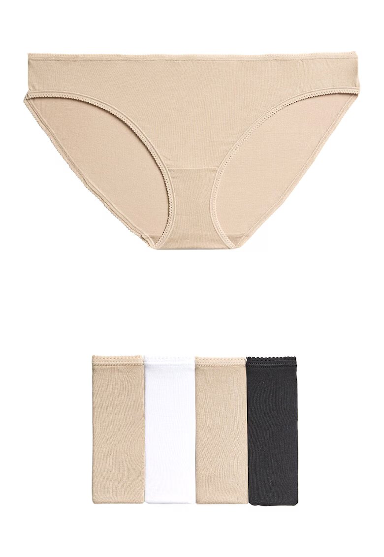 Marks  Spencer Set de chiloti clasici - 5 perechi - Alb/Negru/Bej