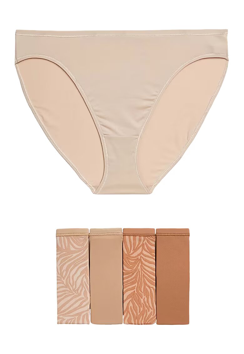 Marks  Spencer Set de chiloti din microfibra - 5 perechi - Maro scortisoara/Bej