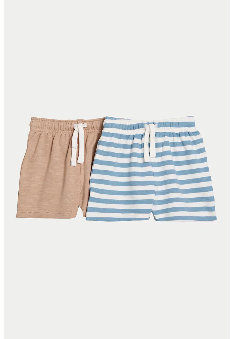 Marks  Spencer Set de pantaloni scurti cu snur - 2 perechi - Maro taupe/Albastru deschis