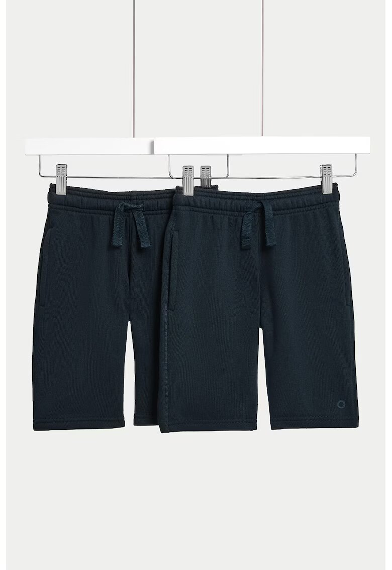Marks  Spencer Set de pantaloni scurti din amestec de bumbac cu snur - 2 piese - Bleumarin