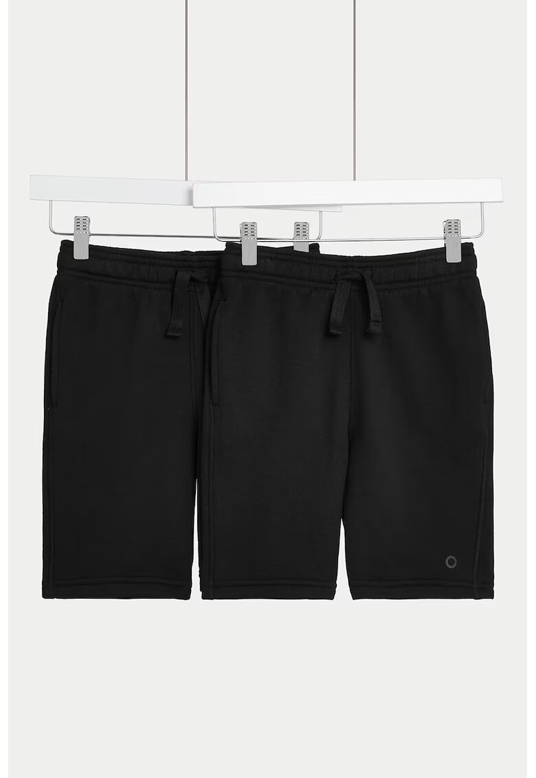 Marks  Spencer Set de pantaloni scurti din amestec de bumbac cu snur - 2 piese - Negru