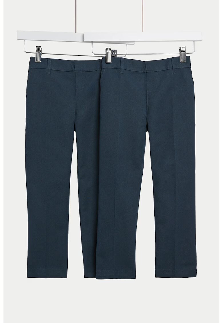 Marks  Spencer Set de pantaloni uni - 2 perechi - Albastru inchis