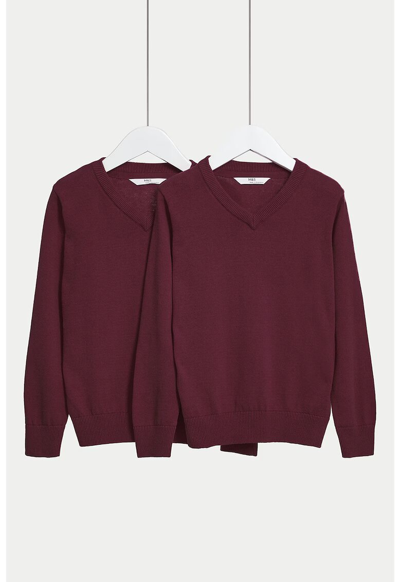 Marks  Spencer Set de pulovere tricotate fin - 2 piese - Visiniu