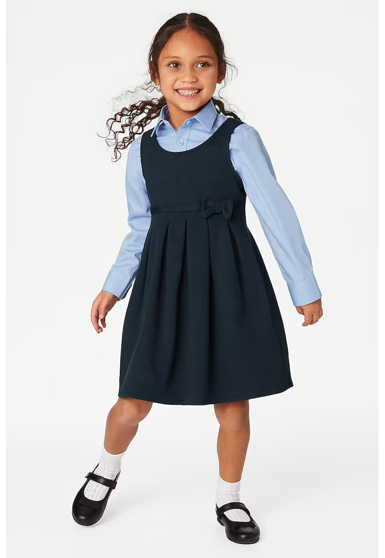Marks & Spencer Set de rochie cu pliuri si funda - 2 piese - Bleumarin