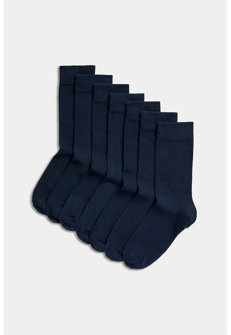 Marks  Spencer Set de sosete lungi uni - 7 perechi - Albastru ultramarin