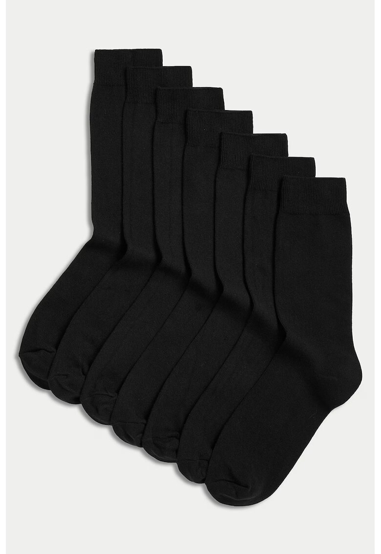 Marks  Spencer Set de sosete lungi uni - 7 perechi - Negru