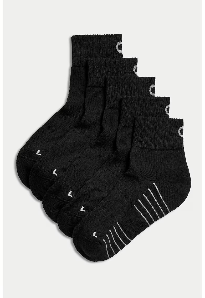 Marks  Spencer Set de sosete scurte cu amortizare - 5 perechi - Alb/Negru