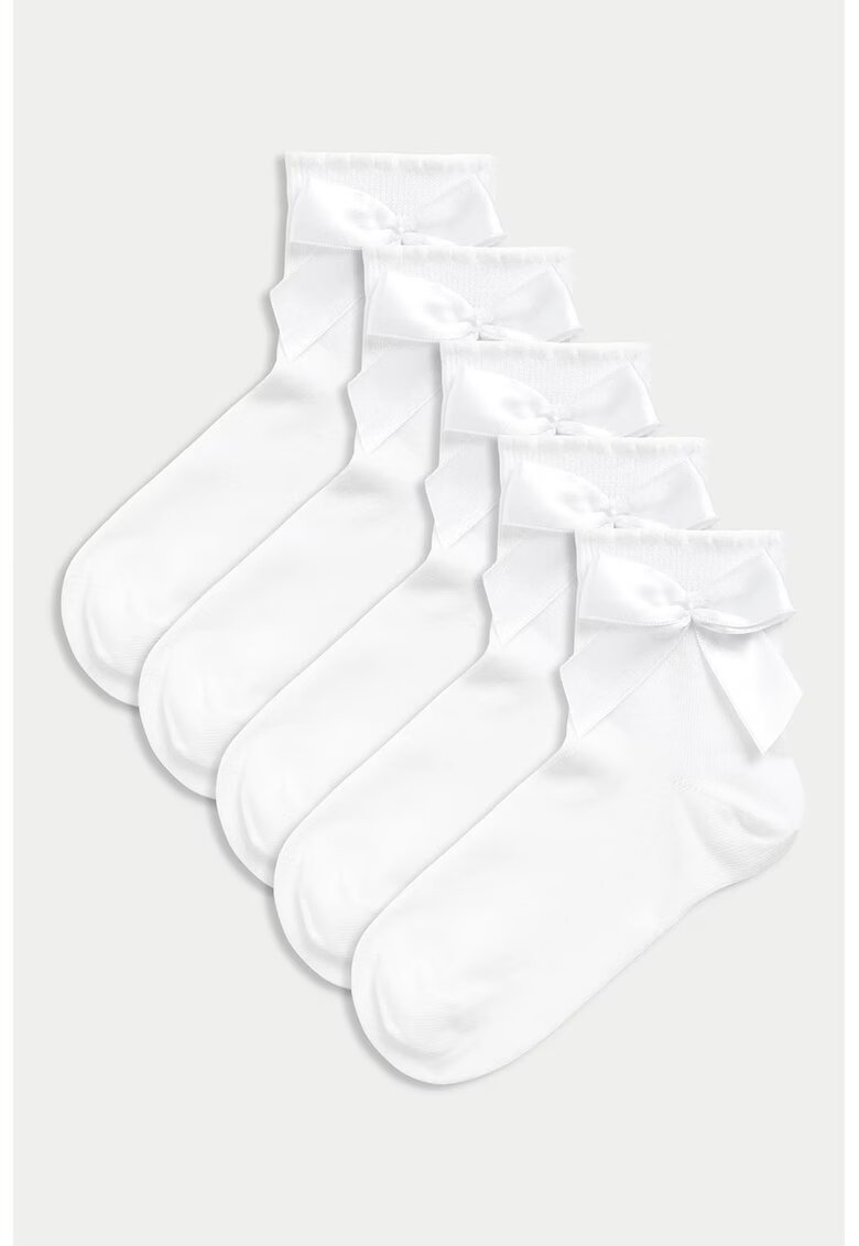 Marks  Spencer Set de sosete scurte cu funde - 5 perechi - Alb optic