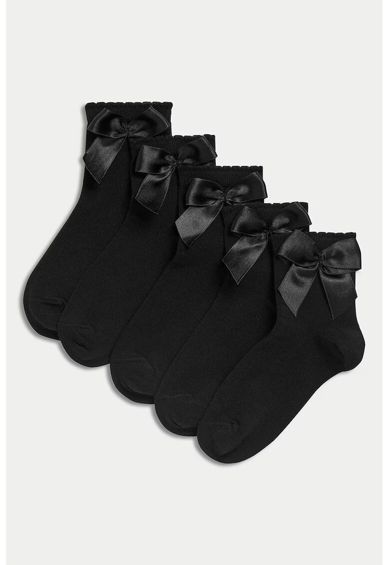 Marks  Spencer Set de sosete scurte cu funde - 5 perechi - Negru