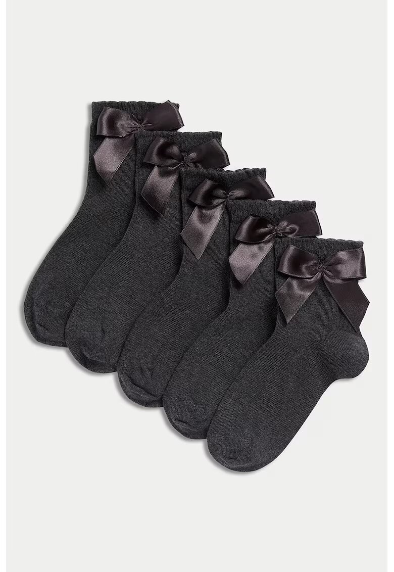 Marks  Spencer Set de sosete scurte cu funde - 5 perechi - Negru melange