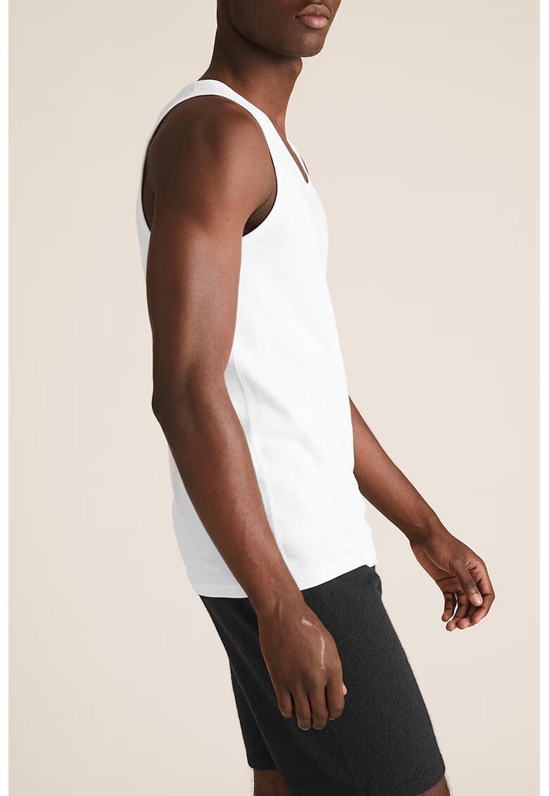 Marks  Spencer Set de top-uri cu decolteu rotund - 3 piese - Alb