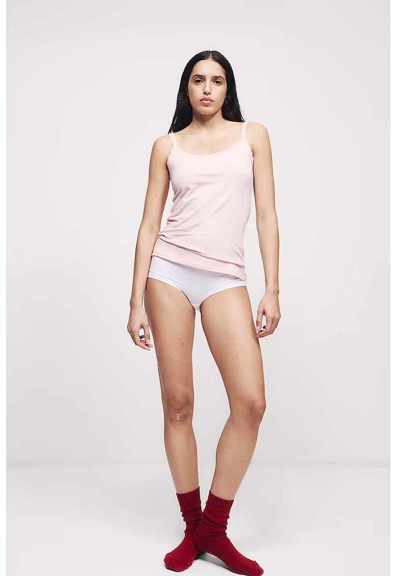 Marks  Spencer Set de top-uri cu insertii de dantela - 3 piese - Verde/Roz/Gri inchis