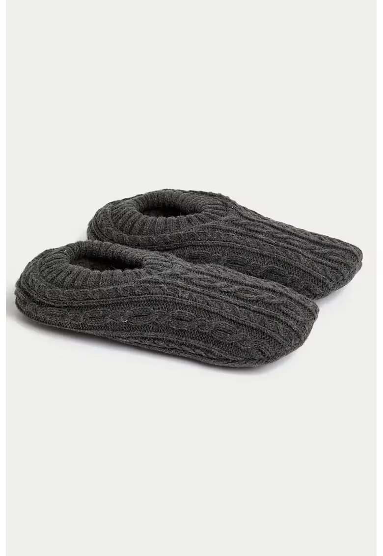 Marks & Spencer Sosete foarte scurte cu model torsade - Gri inchis melange