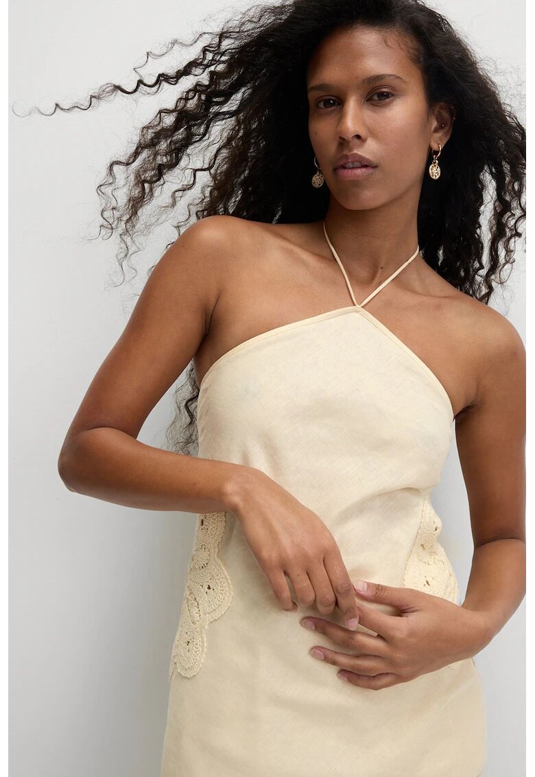 Marks  Spencer Top halter din in si bumbac - Bej deschis