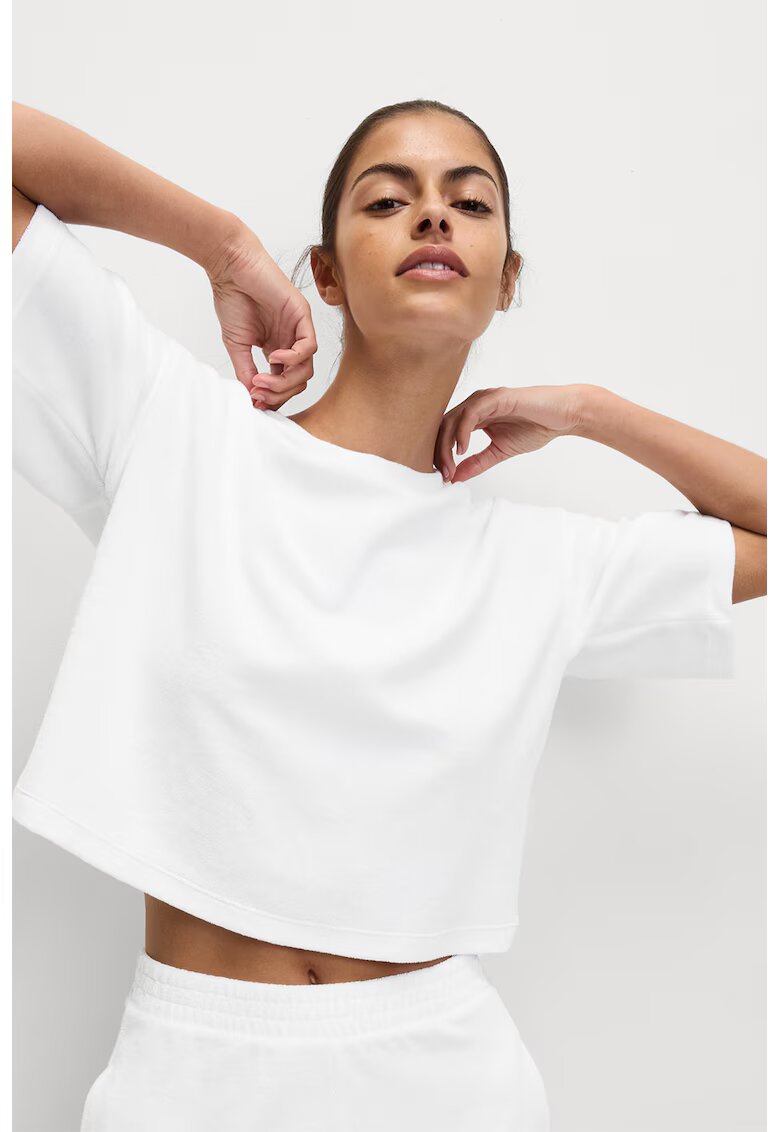 Marks  Spencer Tricou crop din material terry - Alb