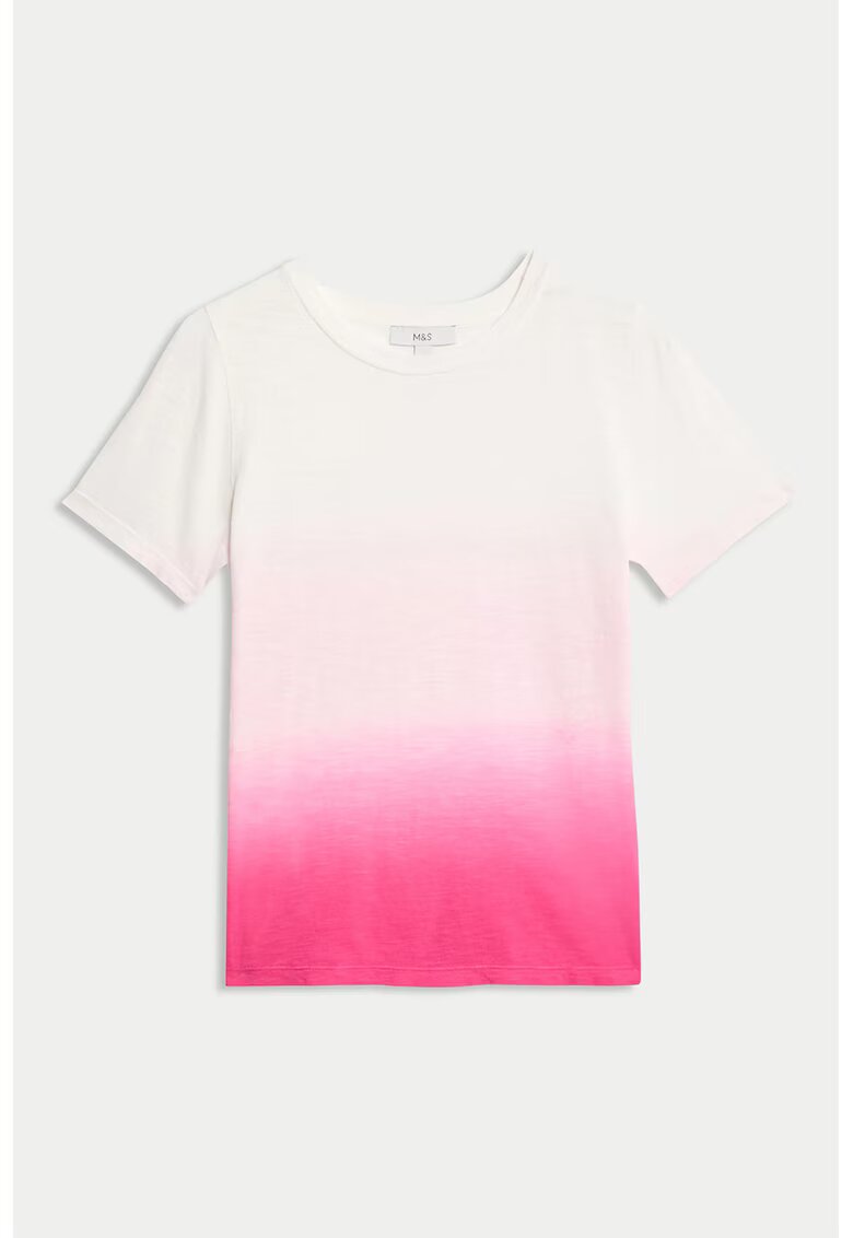 Marks  Spencer Tricou cu decolteu rotund - Alb/Roz deschis