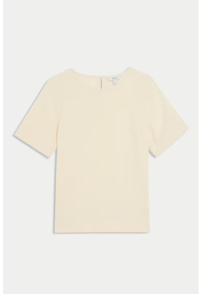 Marks  Spencer Tricou de bumbac cu decolteu rotund - Crem