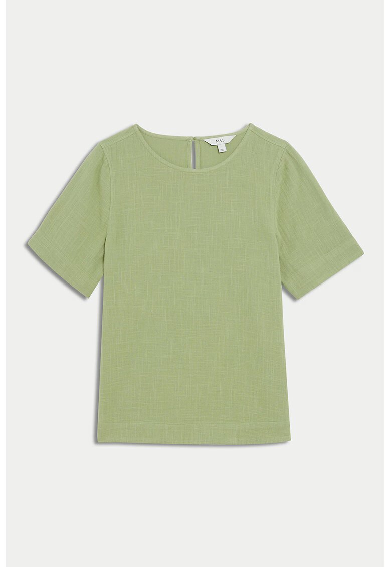 Marks  Spencer Tricou de bumbac cu decolteu rotund - Verde fistic