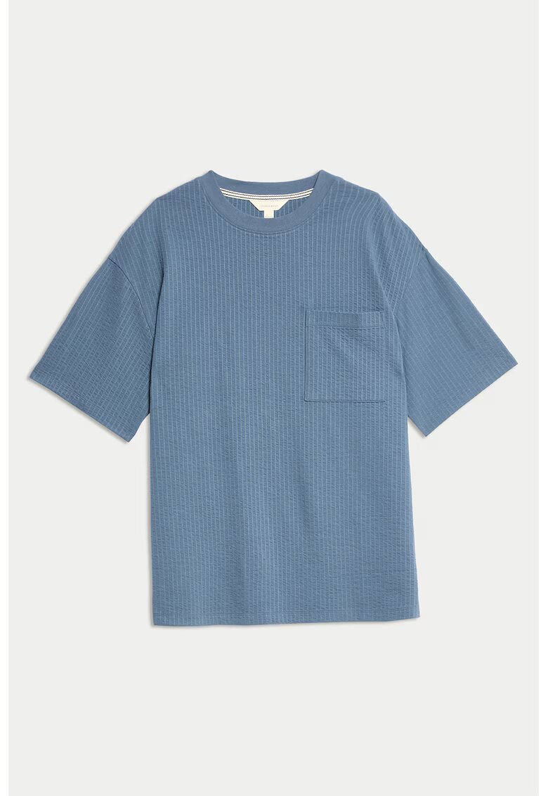 Marks  Spencer Tricou de pijama cu model in dungi - Albastru prafuit