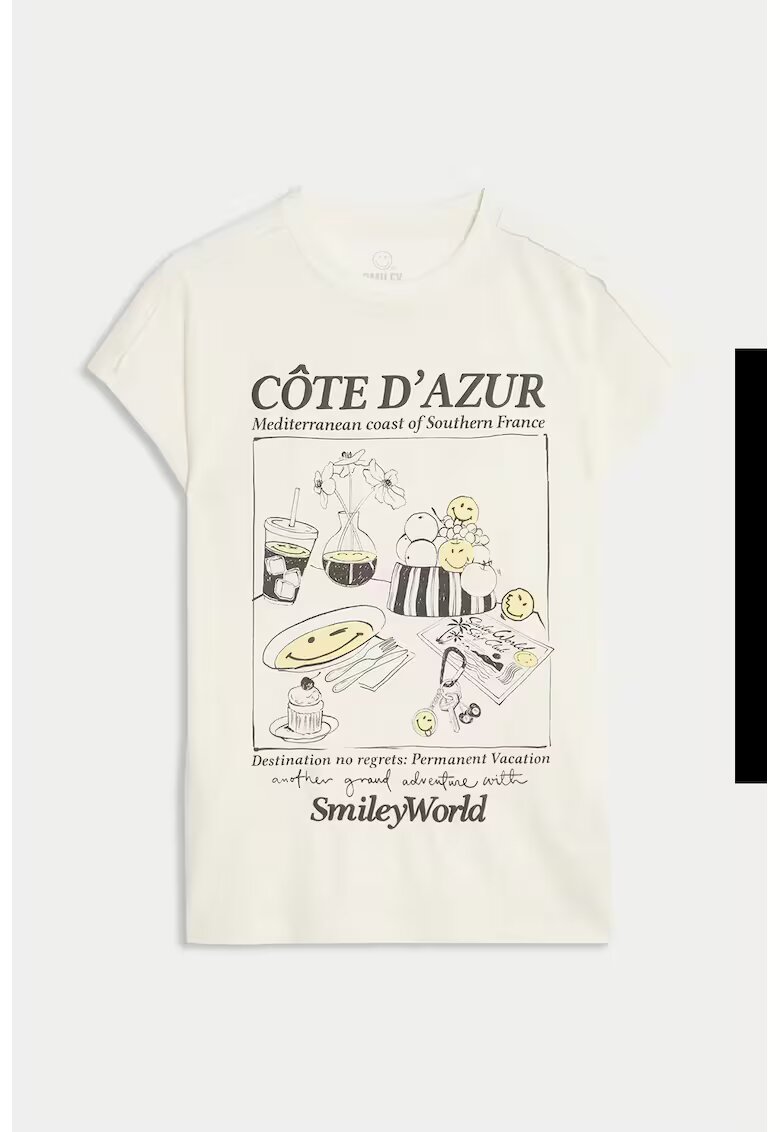 Marks  Spencer Tricou din amestec de bumbac cu imprimeu - Gri antracit/Crem