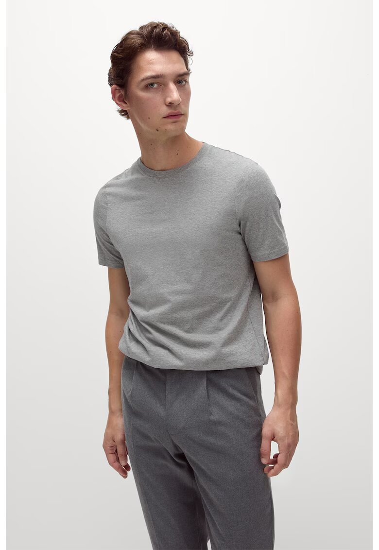 Marks  Spencer Tricou regular fit cu decolteu la baza gatului - Gri melange