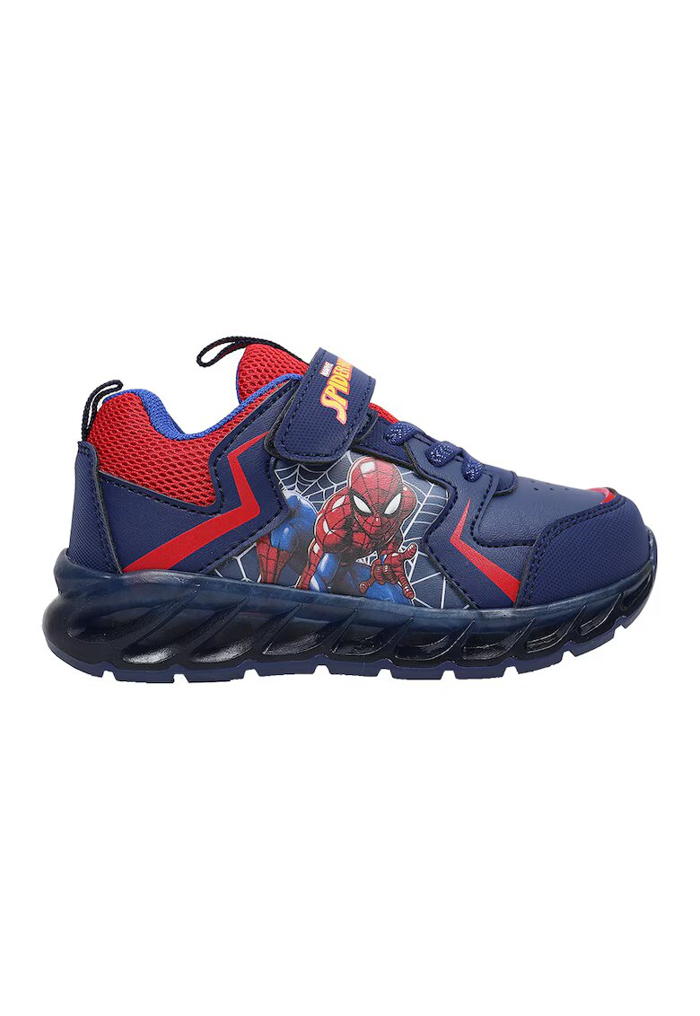 Marvel Pantofi sport cu velcro si imprimeu Spiderman - Albastru inchis/Rosu vermillion