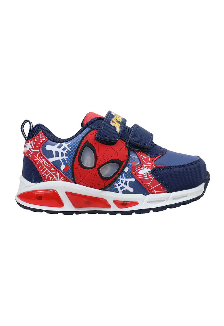 Marvel Pantofi sport cu velcro si imprimeu Spiderman - Albastru inchis/Rosu vermillion