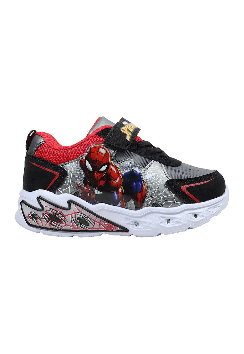 Marvel Pantofi sport cu velcro si imprimeu Spiderman - Negru/Rosu vermillion/Gri inchis