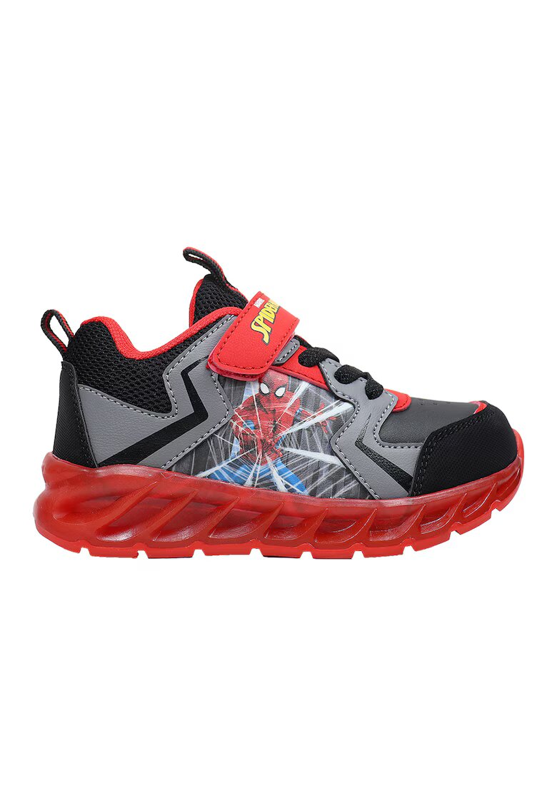 Marvel Pantofi sport cu velcro si imprimeu Spiderman - Negru/Rosu vermillion/Gri inchis