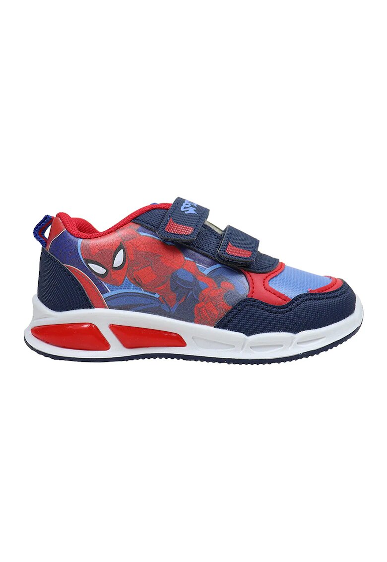 Marvel Pantofi sport cu velcro si Spiderman - Rosu vermillion/Albastru