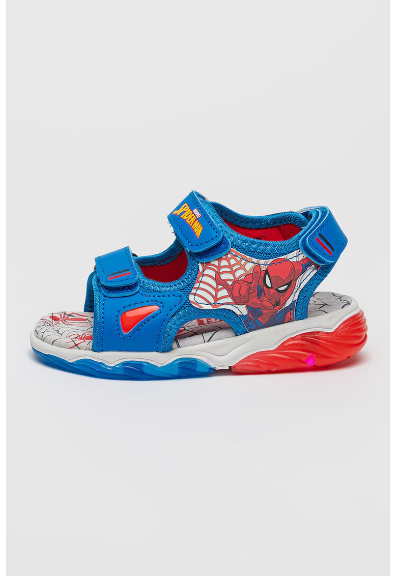 Marvel Sandale cu velcro si lumini Spider-man - Rosu/Alb/Albastru royal
