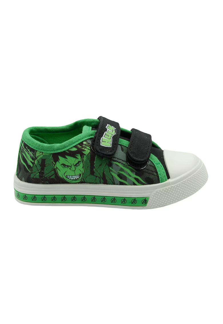 Marvel Tenisi cu velcro - LED si Hulk - Verde/Negru
