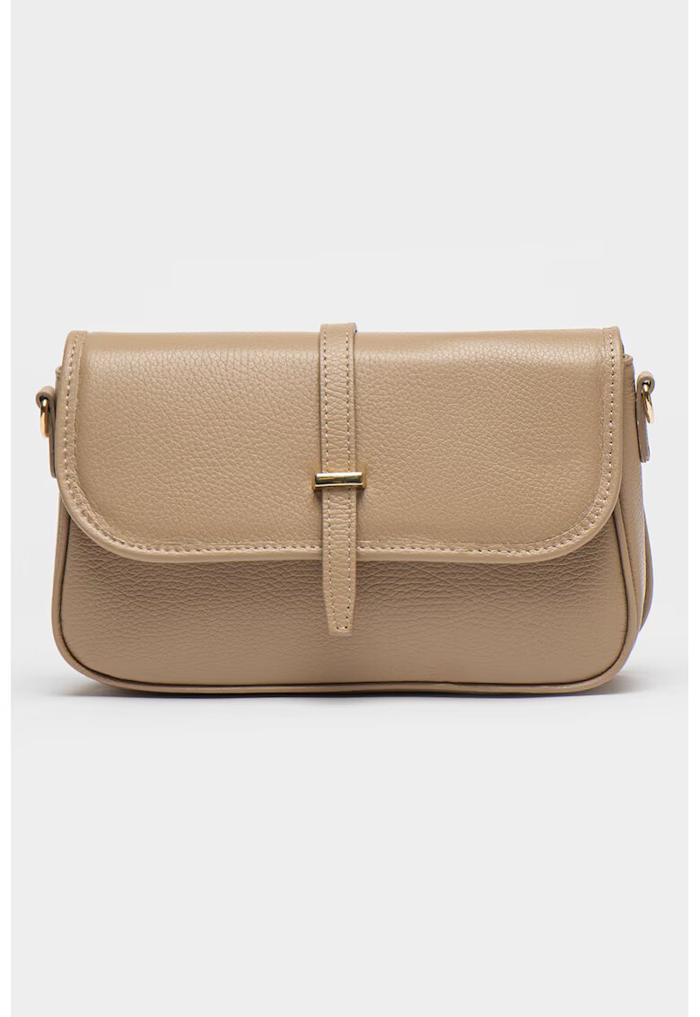 Massimo Castelli Geanta crossbody de piele cu bareta detasabila - Maro deschis