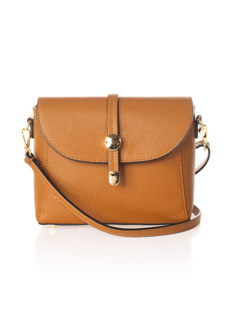 Massimo Castelli Geanta crossbody din piele cu bareta detasabila - Caramel