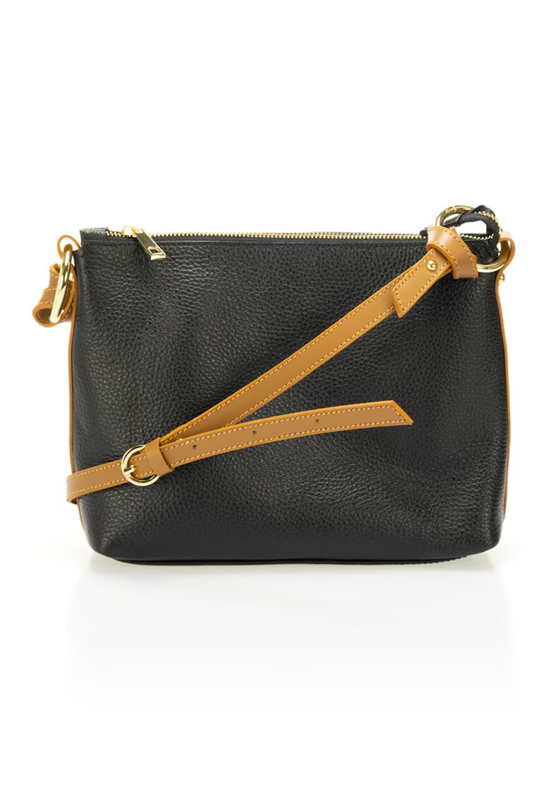 Massimo Castelli Geanta crossbody dreptunghiulara din piele - Negru