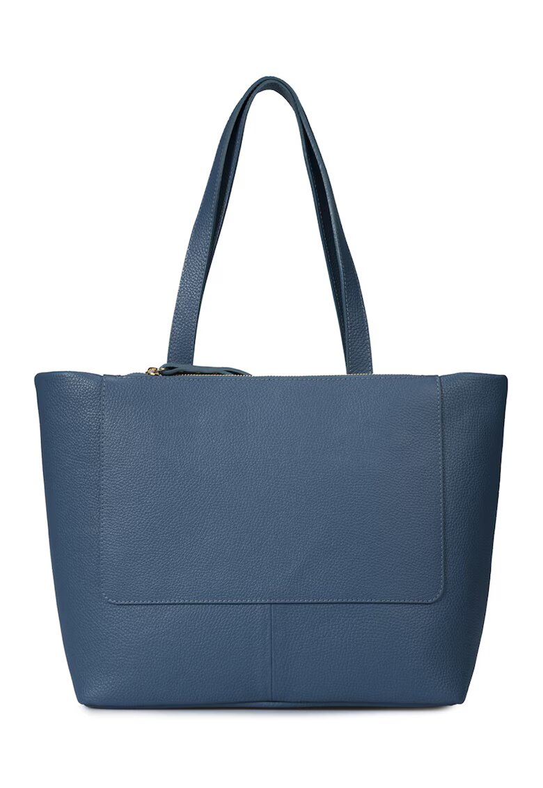 Massimo Castelli Geanta shopper din piele cu model uni - Albastru prafuit